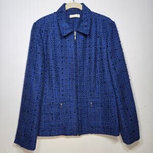 Coldwater Creek Blue And Black Tweed Jacket. Size 8.